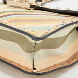 Pre Owned Valentino Multicolor Printed Leather Vitello Native Couture 1975 Rockstud Shoulder Bag