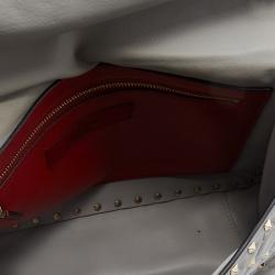 Pre Owned Valentino Grey Quilted Leather Large Rockstud Spike Top Handle Bag