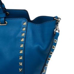 Pre Owned Valentino Blue Leather Rockstud Trapeze Bag