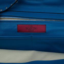 Pre Owned Valentino Blue Leather Rockstud Trapeze Bag
