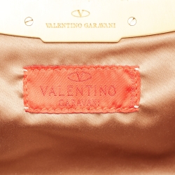 Pre Owned Valentino Brown Leather Floral Embroidered Frame Baguette Bag