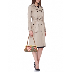 Pre Owned Valentino Brown Leather Floral Embroidered Frame Baguette Bag