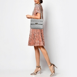 Pre Owned Valentino Grey Quilted Leather Medium Rockstud Spike Chain Bag