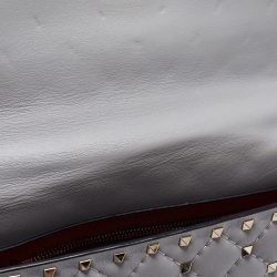 Pre Owned Valentino Grey Quilted Leather Medium Rockstud Spike Chain Bag