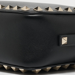 Pre Owned Valentino Black Leather Rockstud Camera Crossbody Bag