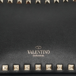 Pre Owned Valentino Black Leather Rockstud Camera Crossbody Bag