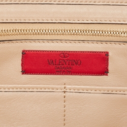 Pre Owned Valentino Beige Leather Medium Rockstud Trapeze Tote