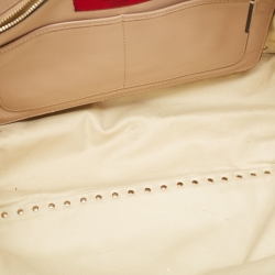 Pre Owned Valentino Beige Leather Medium Rockstud Trapeze Tote
