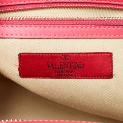Pre Owned Valentino Hot Pink Leather Small Rockstud Trapeze Tote