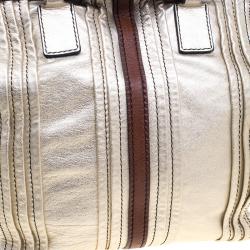 Pre Owned Valentino Gold Leather Vintage Frame Satchel