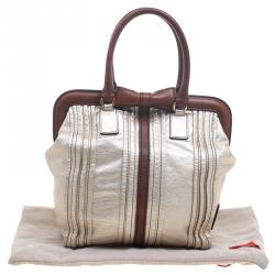 Pre Owned Valentino Gold Leather Vintage Frame Satchel