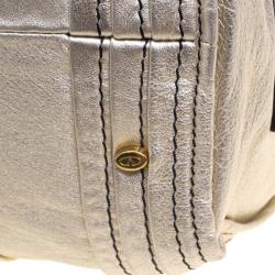 Pre Owned Valentino Gold Leather Vintage Frame Satchel