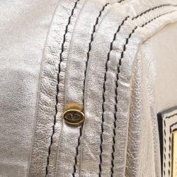 Pre Owned Valentino Gold Leather Vintage Frame Satchel