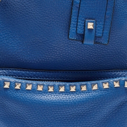 Pre Owned Valentino Blue Leather Rockstud Front Pocket Backpack