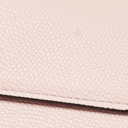 مملوكة مسبقًا Valentino Pink Leather VLogo Wallet on Chain