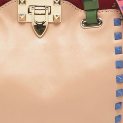 مملوكة مسبقًا Valentino Multicolor Leather Mini Rockstud Trapeze Tote