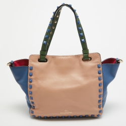 مملوكة مسبقًا Valentino Multicolor Leather Mini Rockstud Trapeze Tote