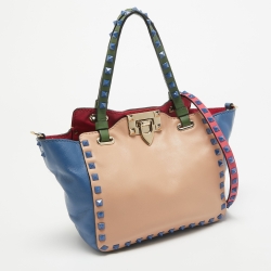 مملوكة مسبقًا Valentino Multicolor Leather Mini Rockstud Trapeze Tote