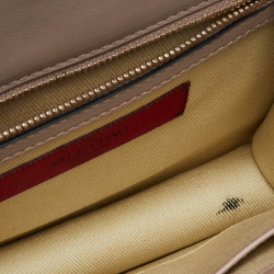 Pre Owned Valentino Orange/Beige Leather Small Rockstud Glam Lock Flap Bag