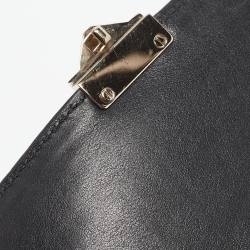 Pre Owned Valentino Black Leather Medium Rockstud Glam Lock Flap Bag