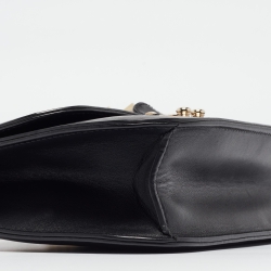 Pre Owned Valentino Black Leather Medium Rockstud Glam Lock Flap Bag