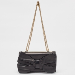 Black Leather Bow Flap Chain