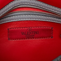 Pre Owned Valentino Grey Leather Rockstud Wristlet Clutch