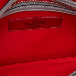 Pre Owned Valentino Grey Leather Rockstud Wristlet Clutch