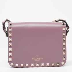 Pre Owned Valentino Lilac Leather Mini Rockstud Crossbody Bag