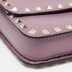 Pre Owned Valentino Lilac Leather Mini Rockstud Crossbody Bag