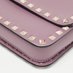 Pre Owned Valentino Lilac Leather Mini Rockstud Crossbody Bag