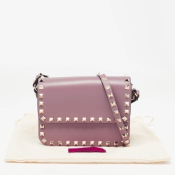 Pre Owned Valentino Lilac Leather Mini Rockstud Crossbody Bag