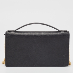 Pre Owned Valentino Black Leather VLogo Wallet on Chain