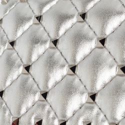 Pre Owned Valentino Silver Quilted Leather Rockstud Spike Zip Around Wallet