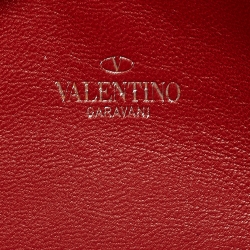 Pre Owned Valentino Silver Quilted Leather Rockstud Spike Zip Around Wallet