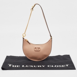 Pre Owned Valentino Beige Leather Mini Escape V Logo Hobo