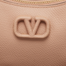 Pre Owned Valentino Beige Leather Mini Escape V Logo Hobo