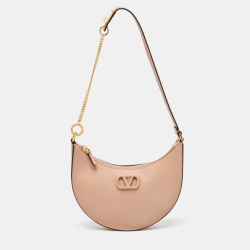 Pre Owned Valentino Beige Leather Mini Escape V Logo Hobo