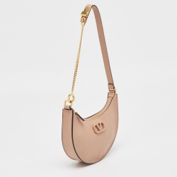Pre Owned Valentino Beige Leather Mini Escape V Logo Hobo