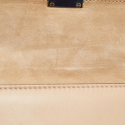 Pre Owned Valentino Beige Leather Small Butterfly Beads Rockstud Glam Lock Bag
