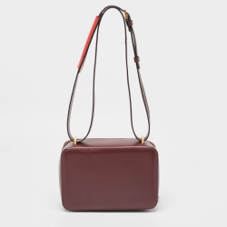 مملوكة مسبقًا Valentino Burgundy Leather VSling Camera Crossbody Bag