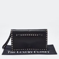 Pre Owned Valentino Black Leather Rockstud Clutch