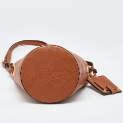 Pre Owned Valentino Tan Leather Eye On You Vitello Bucket Bag