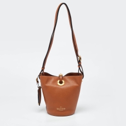 Pre Owned Valentino Tan Leather Eye On You Vitello Bucket Bag