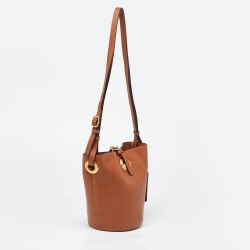 Pre Owned Valentino Tan Leather Eye On You Vitello Bucket Bag