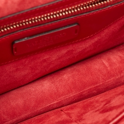 Pre Owned Valentino Red Leather Rockstud Demilune Shoulder Bag