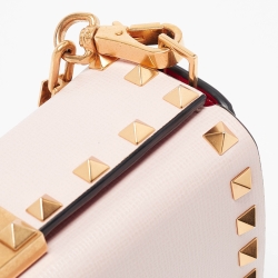 Pre Owned Valentino Pink Leather Rockstud Alcove Bag
