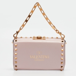 Pre Owned Valentino Pink Leather Rockstud Alcove Bag