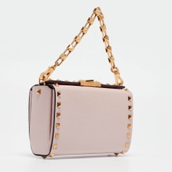 Pre Owned Valentino Pink Leather Rockstud Alcove Bag