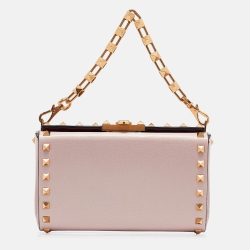 Pre Owned Valentino Pink Leather Rockstud Alcove Bag